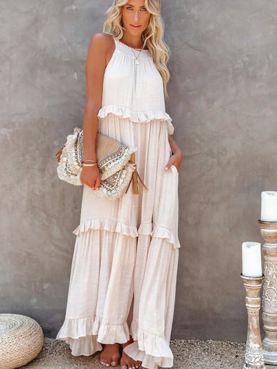 Emilia™ - Halter Ruffle Maxi Dress